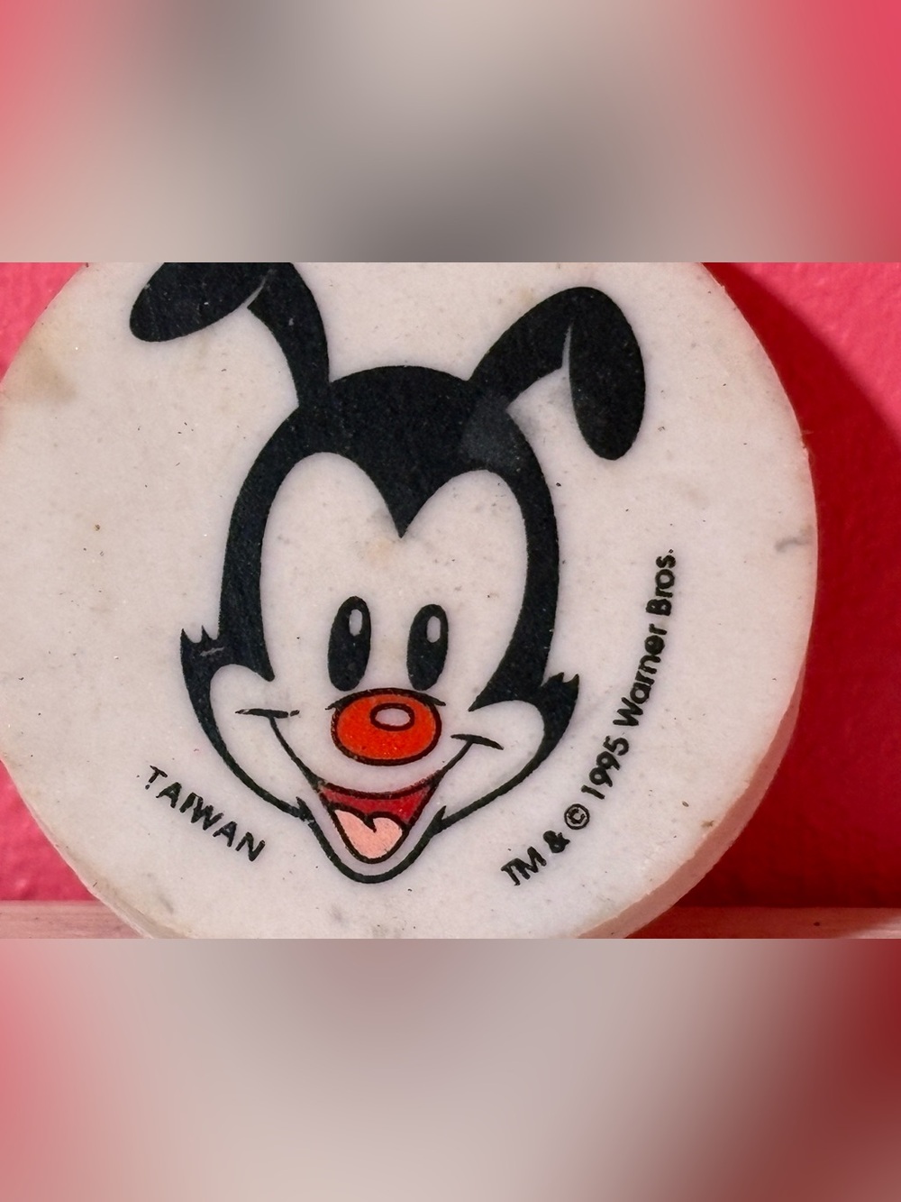 VINTAGE 1995 Animaniacs Warner Bros. Yakko Character Eraser White Black Red FUN